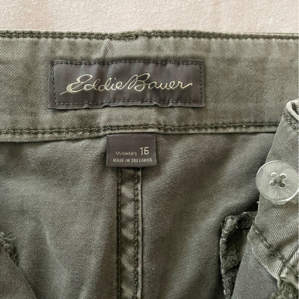 ⛰️EDDIE BAUER River Rock Cargo Pants Women’s Size 16 Curvy Slim Slat Green NWT - Picture 4 of 9